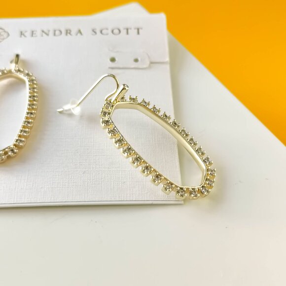 Elle Open Frame Crystal Gold Drop Earrings by Kendra Scott - Picture 3 of 3
